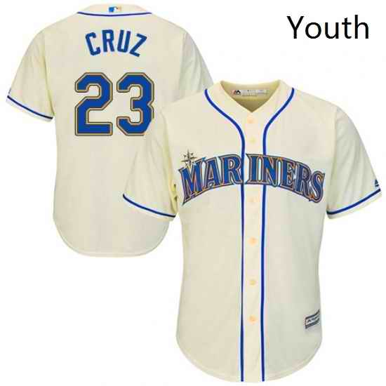 Youth Majestic Seattle Mariners 23 Nelson Cruz Authentic Cream Alternate Cool Base MLB Jersey